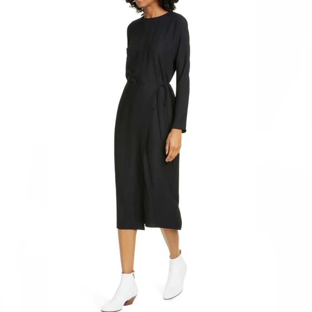 VINCE BLACK LONG SLEEVE BUTTON-BACK MIDI DRESS - Picture 11 of 11